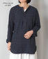 INHT2603CCD COTTON CHECK OVERDYE HENLEY NECK SHIRT