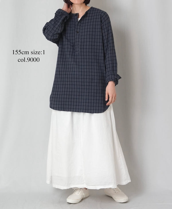 INAM2624 60s COTTON LAWN WASH PLEATED EASY SKIRT WITH LINING