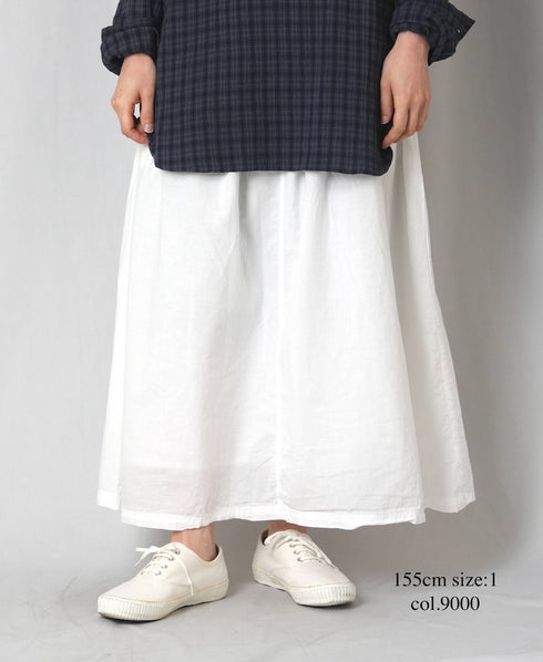 INAM2624 60s COTTON LAWN WASH PLEATED EASY SKIRT WITH LINING