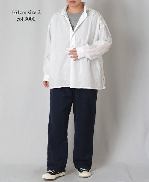INAM2622 60s COTTON LAWN WASH WORK GATHERED SHIRT