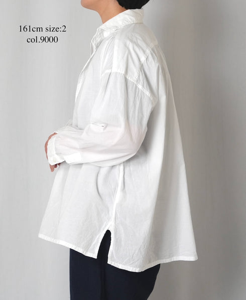 INAM2622 60s COTTON LAWN WASH WORK GATHERED SHIRT