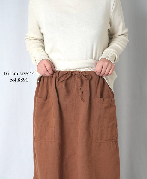 INHT2514CLD COTTON LINEN PLAIN OVERDYE EASY SKIRT