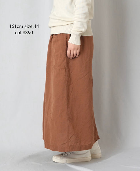 INHT2514CLD COTTON LINEN PLAIN OVERDYE EASY SKIRT