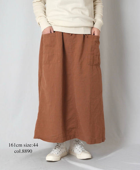 INHT2514CLD COTTON LINEN PLAIN OVERDYE EASY SKIRT