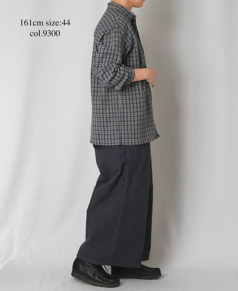 INHT2512CCD COTTON CHECK OVERDYE ONE-UP COLLAR SHIRT