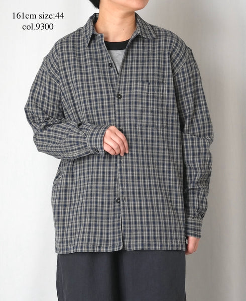 INHT2512CCD COTTON CHECK OVERDYE ONE-UP COLLAR SHIRT