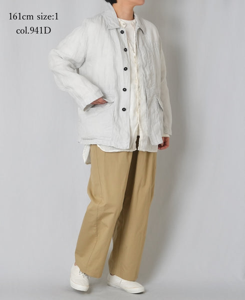 IMDSH2601LPD 60s AUTO LOOM LINEN PLAIN OVERDYE FLY FRONT JACKET