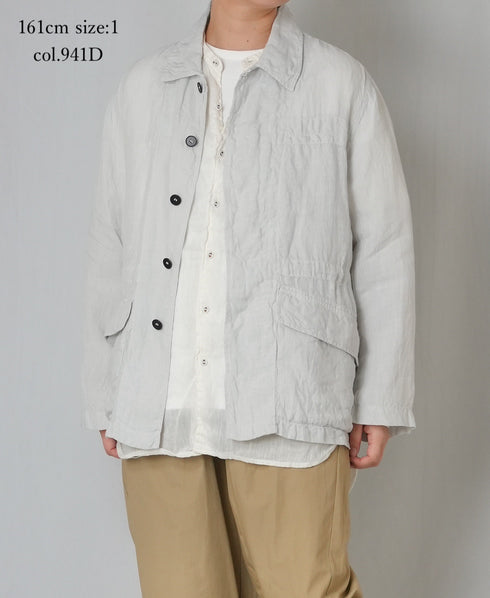 IMDSH2601LPD 60s AUTO LOOM LINEN PLAIN OVERDYE FLY FRONT JACKET