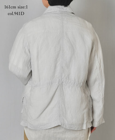 IMDSH2601LPD 60s AUTO LOOM LINEN PLAIN OVERDYE FLY FRONT JACKET