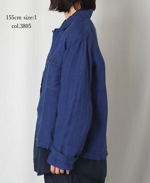 IMDSH2531LPD 60s AUTO LOOM LINEN PLAIN OVERDYE WORK JACKET