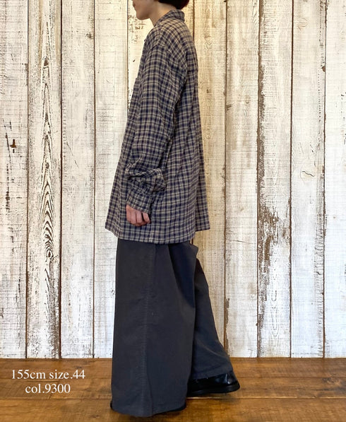 INHT2512CCD COTTON CHECK OVERDYE ONE-UP COLLAR SHIRT