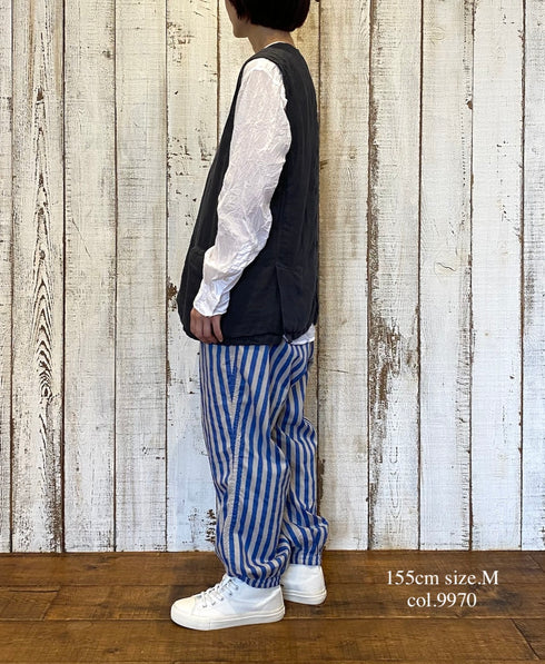 NVL2401LD 50s LINEN PLAIN (OVERDYE) NO COLLAR VEST
