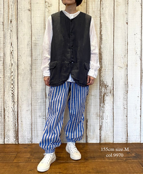 NVL2401LD 50s LINEN PLAIN (OVERDYE) NO COLLAR VEST