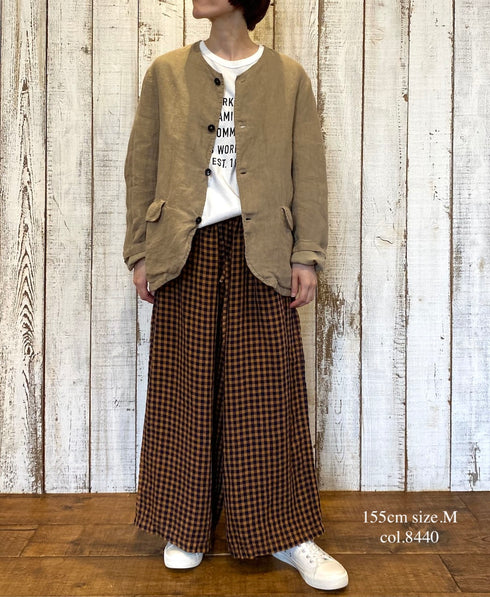 NVL2302LD 50s LINEN PLAIN (OVERDYE) SIDE VENTS NO COLLAR JACKET