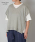 NNSL26003 12GG 1PLY LINEN/COTTON V-NECK VEST WITH SIDE BUTTON