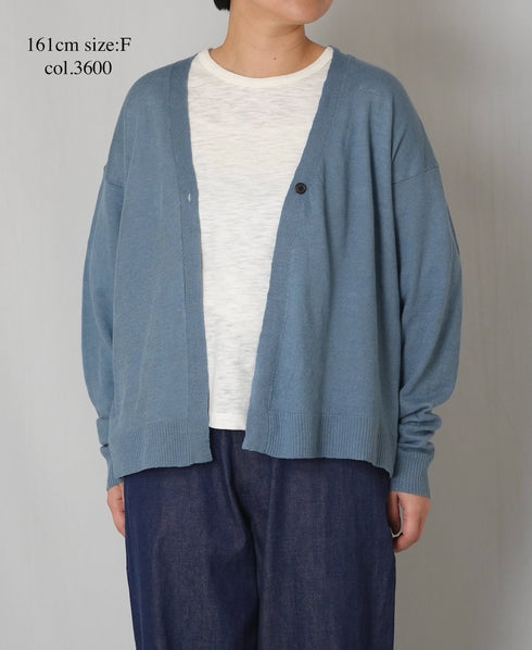 NNSL26001 12GG 1PLY LINEN/COTTON V-NECK 1BUTTON CARDIGAN
