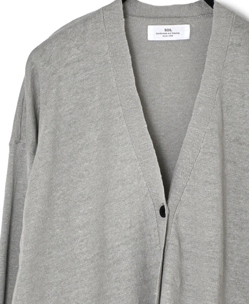 NNSL26001 12GG 1PLY LINEN/COTTON V-NECK 1BUTTON CARDIGAN