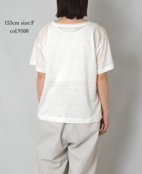 GNMDS26021 LINEN SINGLE JERSEY BOAT NECK T-SHIRTS