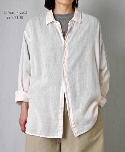 INAM2502G3D 30s GAUZE OVERDYE UTILITY REGULAR COLLAR SHIRT