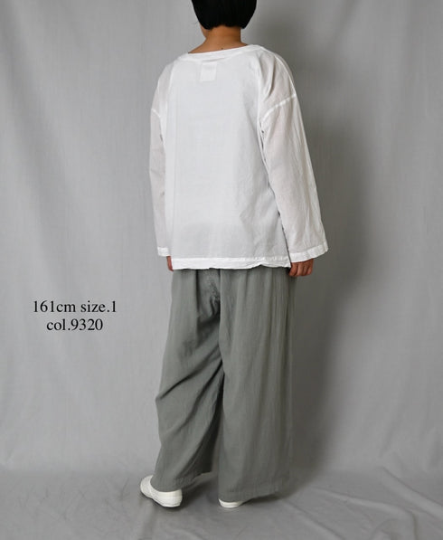 INAM2505G3D 30s GAUZE OVERDYE GATHERED EASY PANTS WITH LINING