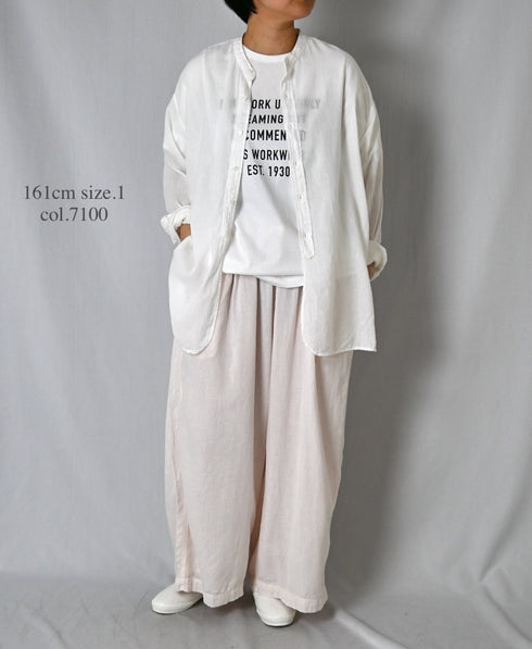 INAM2505G3D 30s GAUZE OVERDYE GATHERED EASY PANTS WITH LINING