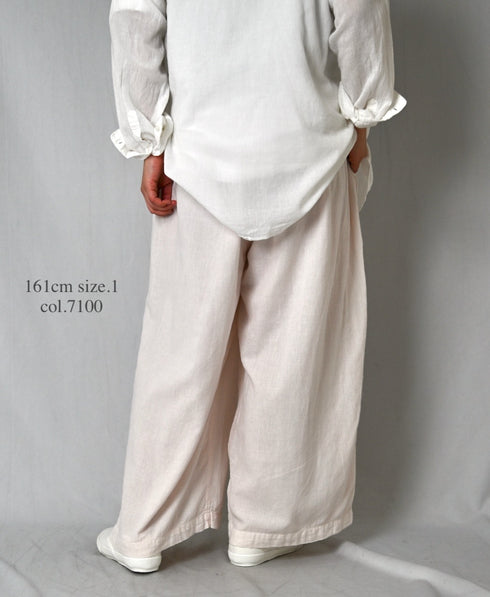 INAM2505G3D 30s GAUZE OVERDYE GATHERED EASY PANTS WITH LINING
