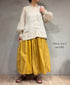 NMDS26265D 80s ORGANIC COTTON/80s LINEN PATCHWORK OVERDYE RAJASTHAN TUCK GATHERED SKIRT