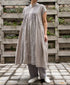 NMDS26264D ORGANIC COTTON/LINEN PATCHWORK OVERDYE BANDED F/SLEEVE SHIRT DRESS WITH MINI PINTUCK
