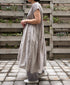 NMDS26264D ORGANIC COTTON/LINEN PATCHWORK OVERDYE BANDED F/SLEEVE SHIRT DRESS WITH MINI PINTUCK