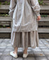 NMDS26265D 80s ORGANIC COTTON/80s LINEN PATCHWORK OVERDYE RAJASTHAN TUCK GATHERED SKIRT