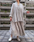 NMDS26265D 80s ORGANIC COTTON/80s LINEN PATCHWORK OVERDYE RAJASTHAN TUCK GATHERED SKIRT
