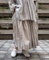 NMDS26265D 80s ORGANIC COTTON/80s LINEN PATCHWORK OVERDYE RAJASTHAN TUCK GATHERED SKIRT