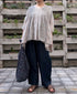 NMDS26262D ORGANIC COTTON/LINEN PATCHWORK OVERDYE V-NECK S/SLEEVE SHIRT WITH MINI PINTUCK