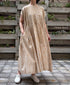 INMDS26104 80s COTTON FLOWER BLOCK PRINT FRENCH/SL DRESS WITH RANDOM PLEATS