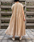 INMDS26104 80s COTTON FLOWER BLOCK PRINT FRENCH/SL DRESS WITH RANDOM PLEATS