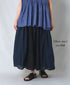 NMDS26265D 80s ORGANIC COTTON/80s LINEN PATCHWORK OVERDYE RAJASTHAN TUCK GATHERED SKIRT
