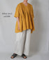 NMDS26262D ORGANIC COTTON/LINEN PATCHWORK OVERDYE V-NECK S/SLEEVE SHIRT WITH MINI PINTUCK