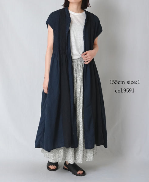INMDS26105 80s COTTON FLOWER BLOCK PRINT GATHERED SKIRT