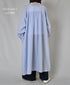 NSL26014 80s COTTON VOILE STRIPE BANDED COLLAR GATHER SHIRT DRESS