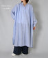 NSL26014 80s COTTON VOILE STRIPE BANDED COLLAR GATHER SHIRT DRESS