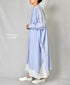 NSL26014 80s COTTON VOILE STRIPE BANDED COLLAR GATHER SHIRT DRESS