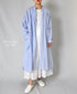 NSL26014 80s COTTON VOILE STRIPE BANDED COLLAR GATHER SHIRT DRESS