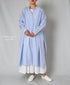 NSL26014 80s COTTON VOILE STRIPE BANDED COLLAR GATHER SHIRT DRESS