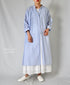 NSL26014 80s COTTON VOILE STRIPE BANDED COLLAR GATHER SHIRT DRESS