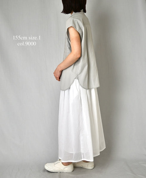 NSL26025 80s COTTON VOILE PLAIN GATHERED SKIRT