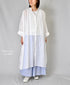 NSL26024 80s COTTON VOILE PLAIN BANDED COLLAR GATHERED SHIRT DRESS