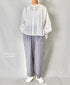 NSL26021 80s COTTON VOILE PLAIN BANDED COLLAR GATHERED SHIRT