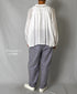 NSL26021 80s COTTON VOILE PLAIN BANDED COLLAR GATHERED SHIRT