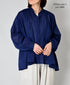 NSL26021 80s COTTON VOILE PLAIN BANDED COLLAR GATHERED SHIRT