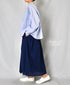 NSL26011 80s COTTON VOILE STRIPE BANDED COLLAR GATHER SHIRT